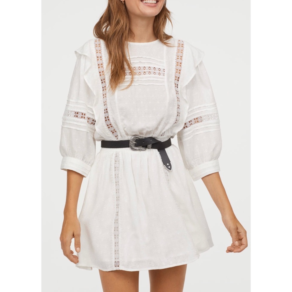 H&M White Long Sleeve Dress
